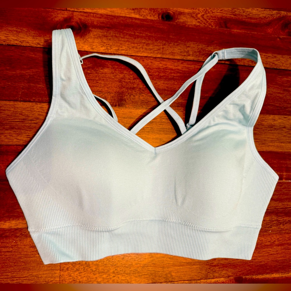 PINK Victoria's Secret Active Blue Sports Bra with Criss-Cross Straps SZ SM